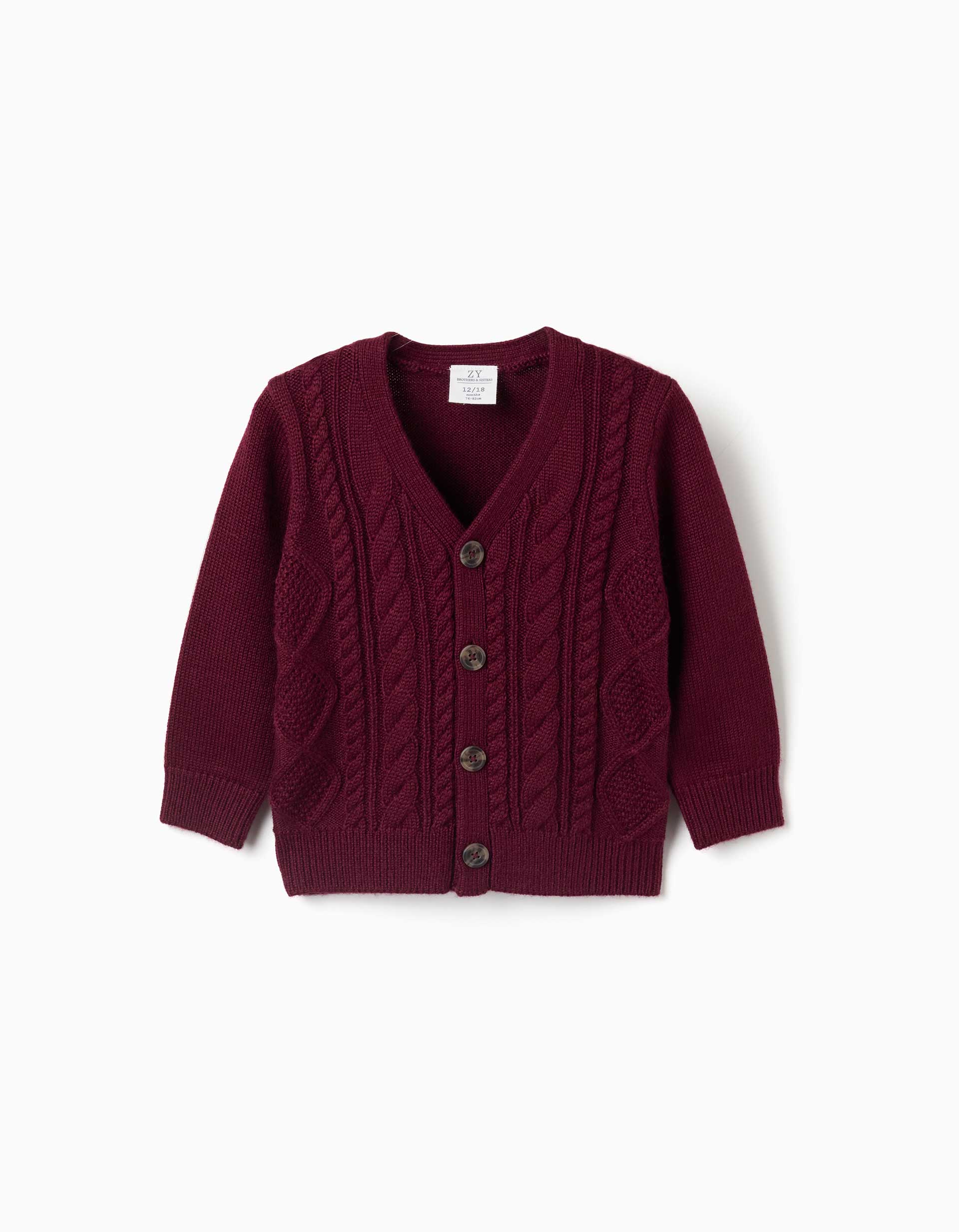 Gilet en laine mélangée à détails torsadés You&Me pour bébé garçon, rouge