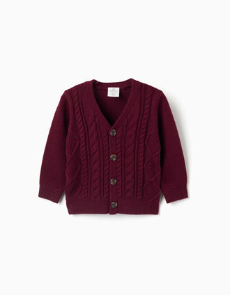 Gilet en laine mélangée à détails torsadés You&Me pour bébé garçon, rouge