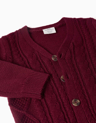 Gilet en laine mélangée à détails torsadés You&Me pour bébé garçon, rouge