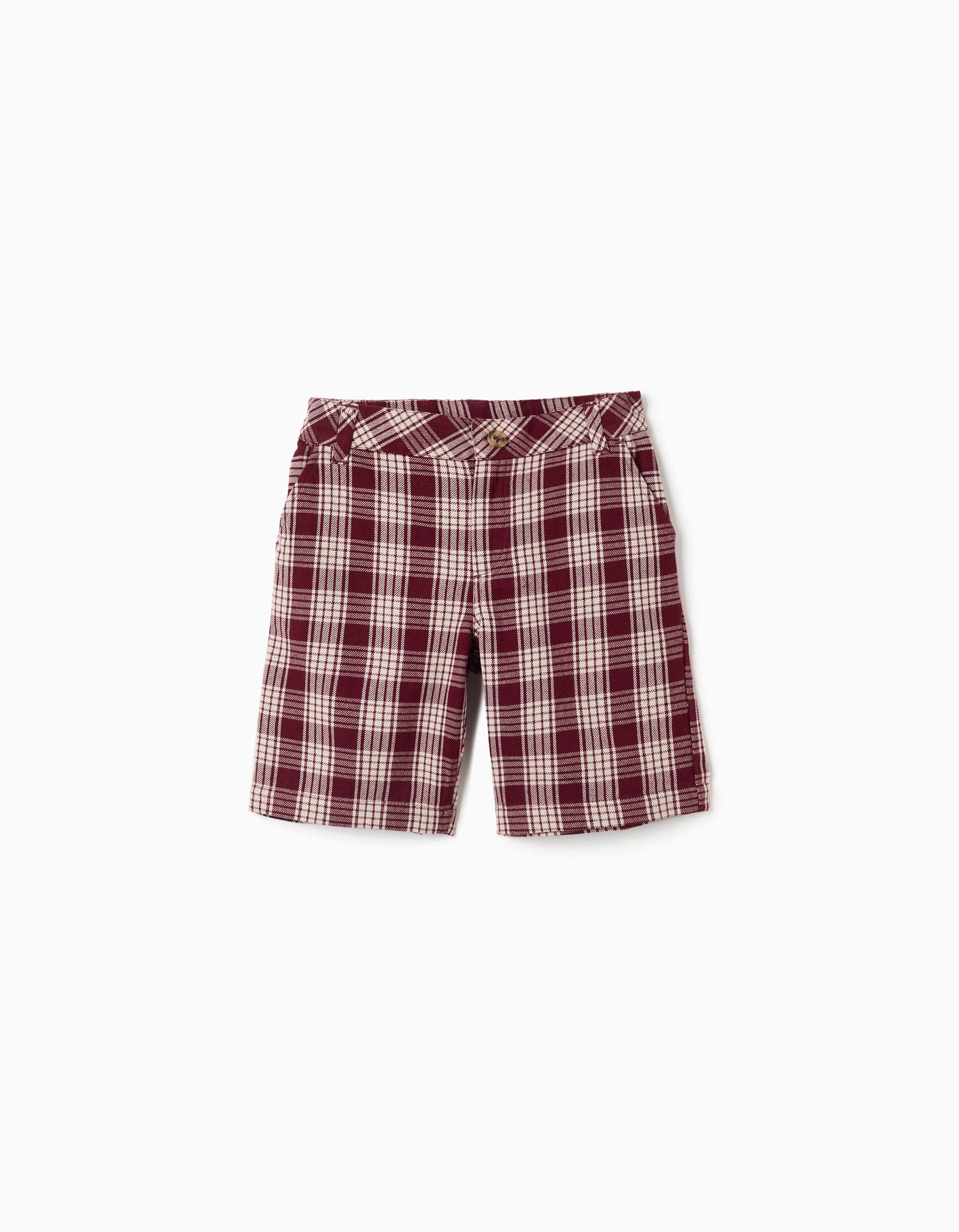 Short chino en coton à carreaux You&Me pour garçon, rouge/beige