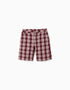 Pantalón corto chino de sarga a cuadros You&Me para niño, rojo/beige
