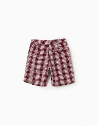Short chino en coton à carreaux You&Me pour garçon, rouge/beige