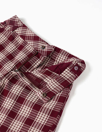 Short chino en coton à carreaux You&Me pour garçon, rouge/beige