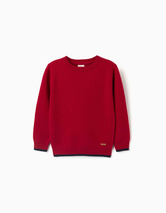 Jersey con lana para niño, rojo/azul marino