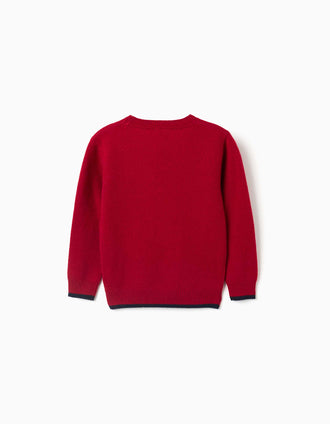 Jersey con lana para niño, rojo/azul marino