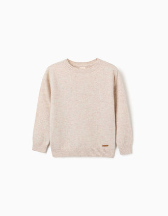 Jersey con lana You&Me para niño, beige claro