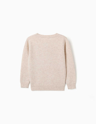 Jersey con lana You&Me para niño, beige claro