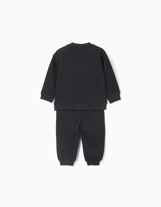 Conjunto de felpa com estampado que brilha no escuro para bebé menino, preto