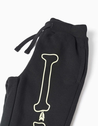 Conjunto de felpa com estampado que brilha no escuro para bebé menino, preto
