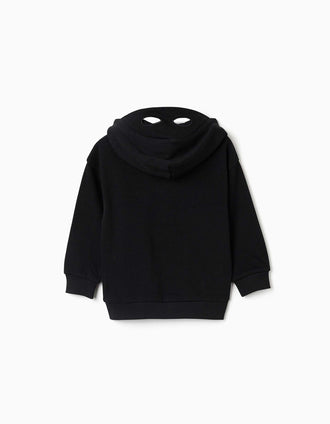 Sweat com capuz e estampado que brilha no escuro para menino, preto