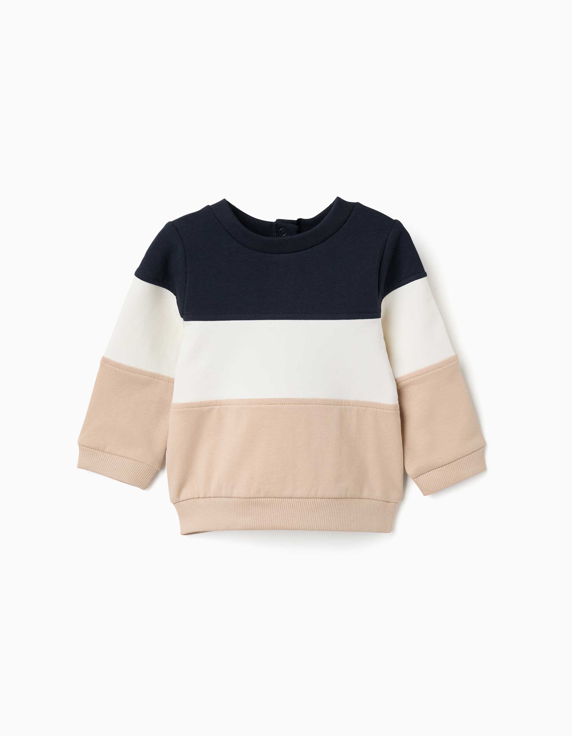 Sweat cardada com bloco de cores para recém-nascido, azul/branco/beige