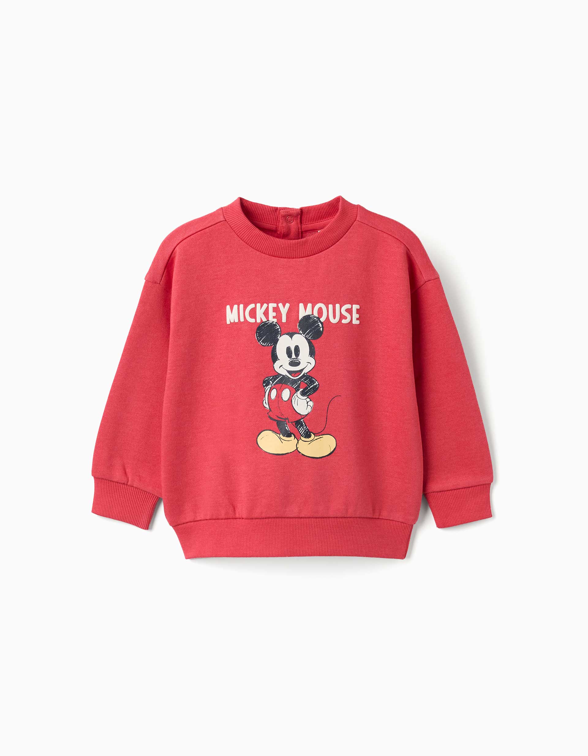 Sweat en coton peigné à imprimé Mickey pour bébé garçon, rouge