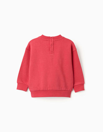 Sweat en coton peigné à imprimé Mickey pour bébé garçon, rouge