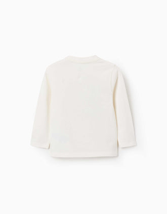 T-shirt en coton à manches longues Mickey pour bébé garçon, blanc