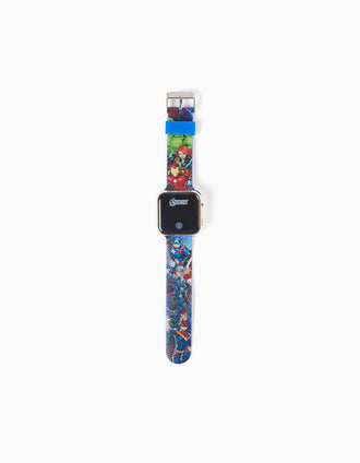 Relógio LED com estampado Avengers para menino, multicolor