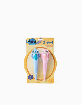 Pack de 2 bolígrafos squishy Stitch y Angel para niña 3A+, rosa/azul