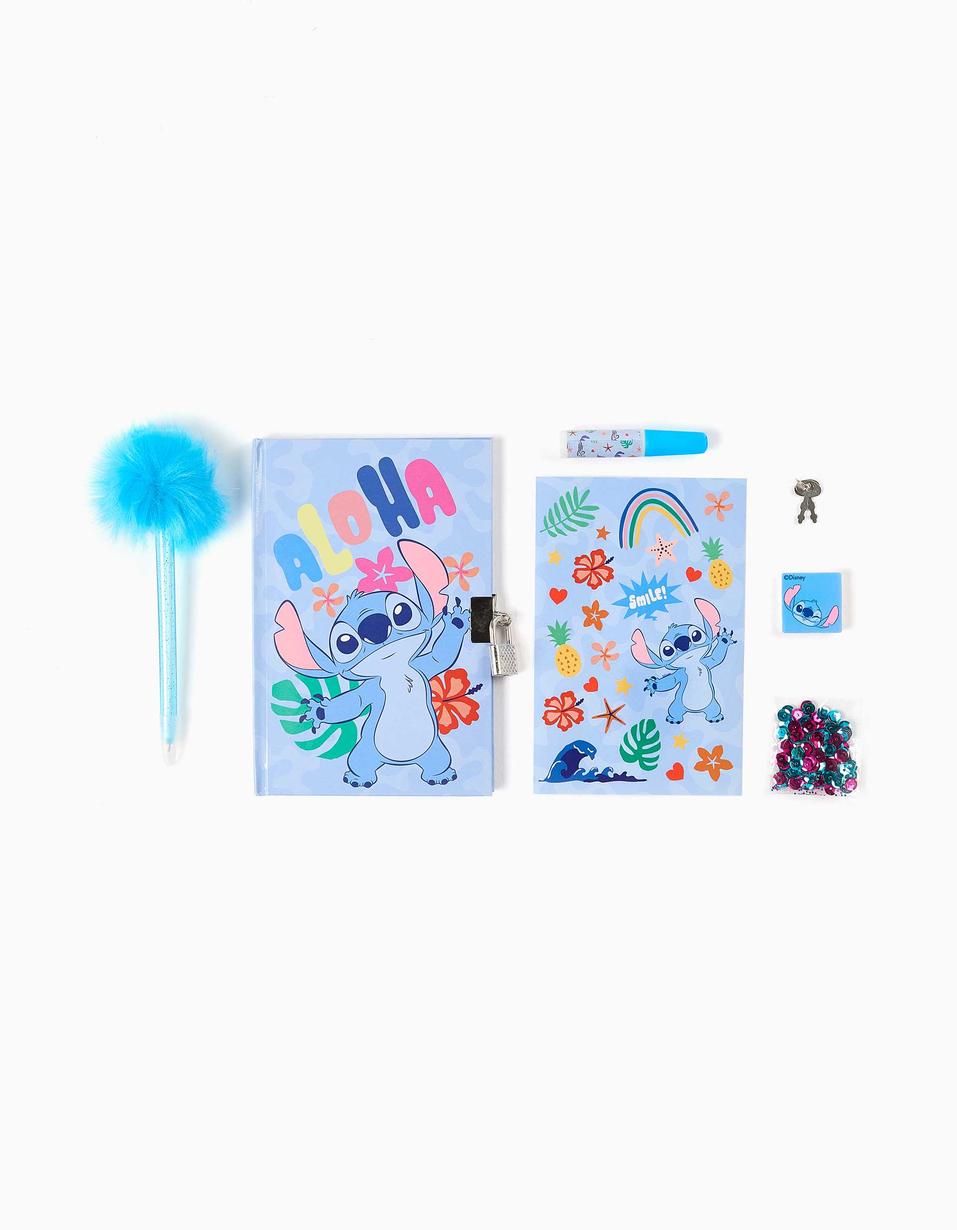 Conjunto de diario y accesorios Stitch para niña 3A+, azul