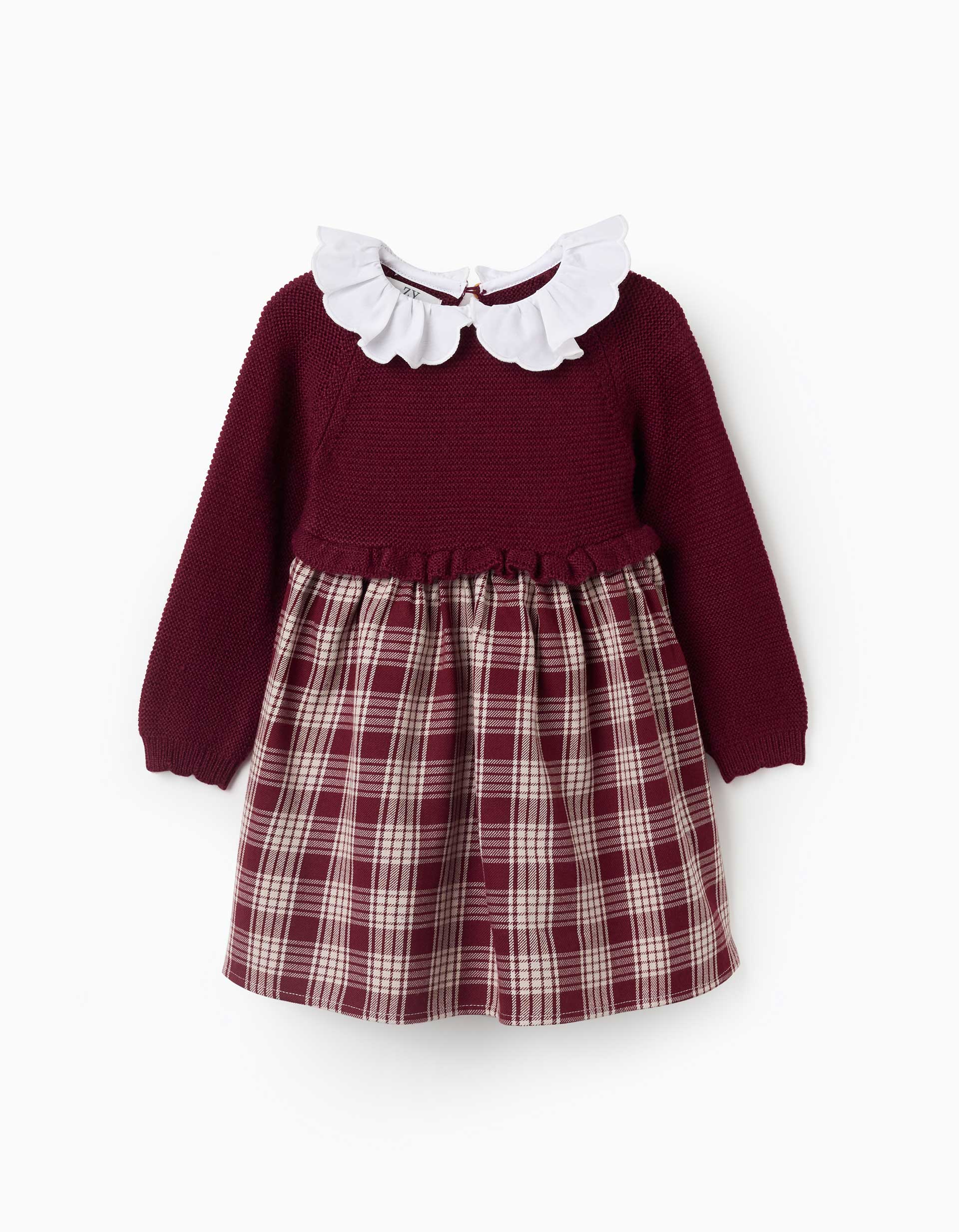 Vestido combinado com padrão xadrez You&Me para bebé menina, vermelho/bege