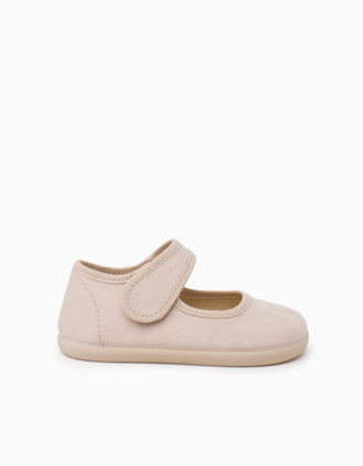 Merceditas Barefoot de lino Pisamonas para bebé y niña, beige