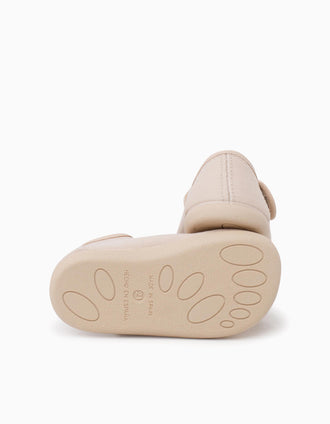 Merceditas Barefoot de lino Pisamonas para bebé y niña, beige