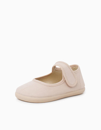 Merceditas Barefoot de lino Pisamonas para bebé y niña, beige