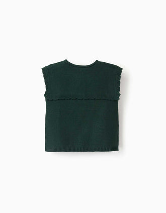 Gilet sans manches en maille à détails torsadés B&S pour fille, vert