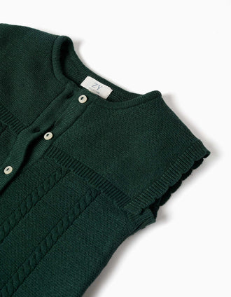 Gilet sans manches en maille à détails torsadés B&S pour fille, vert