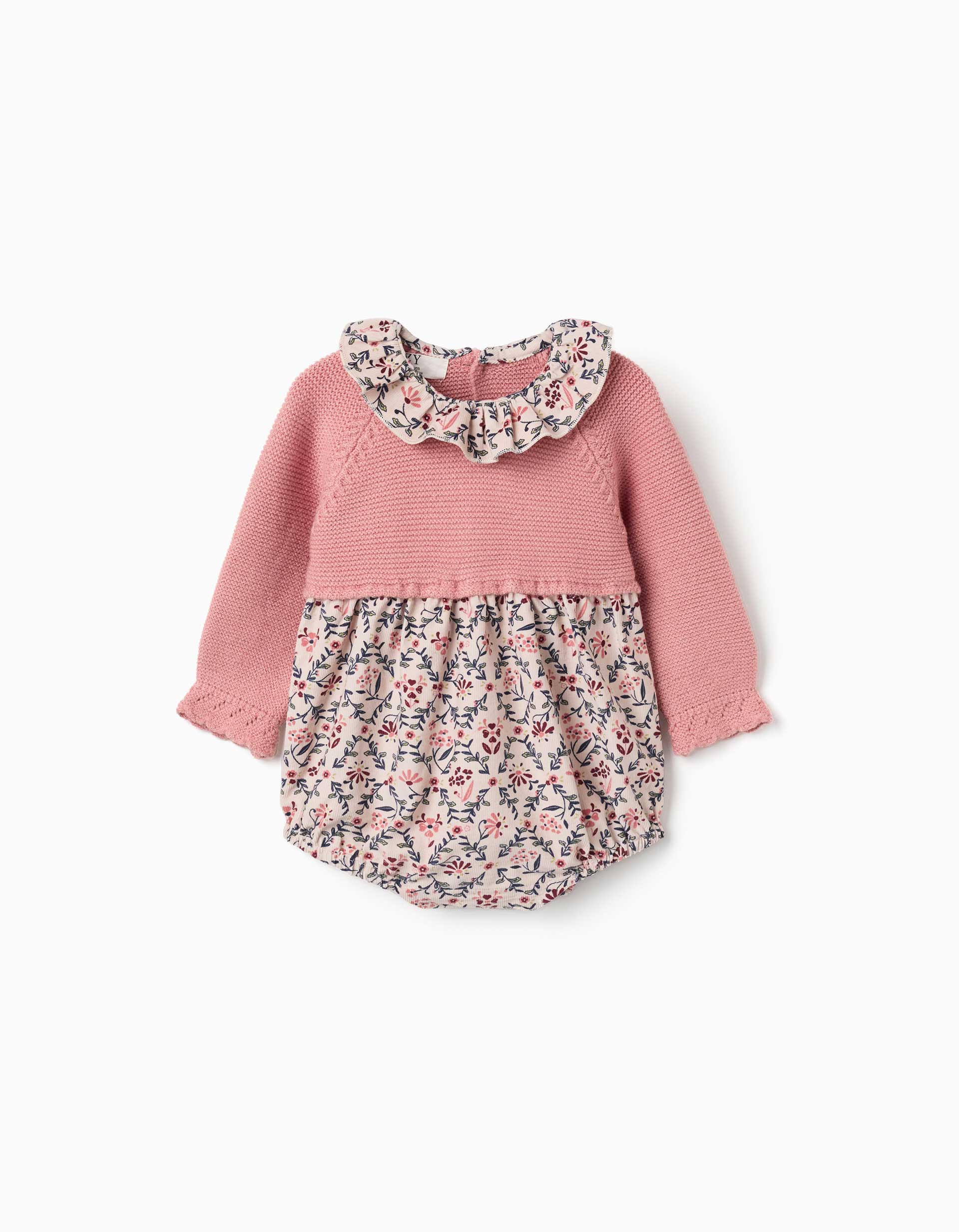 Ranita combinada con estampado floral para recién nacida, rosa/beige