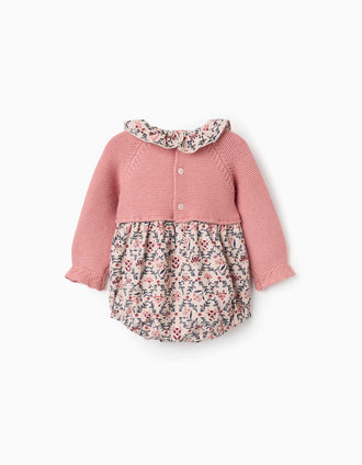 Ranita combinada con estampado floral para recién nacida, rosa/beige