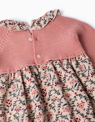Ranita combinada con estampado floral para recién nacida, rosa/beige