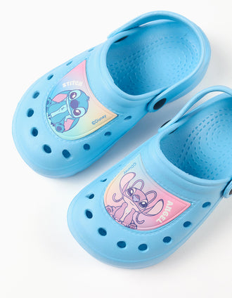 Sabots en EVA avec imprimé Stitch et Angel pour fille, bleu clair