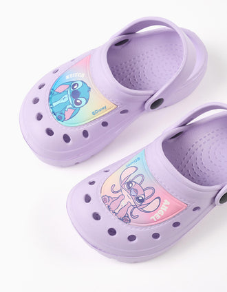 Sabots en EVA avec imprimé Stitch et Angel pour fille, lilas