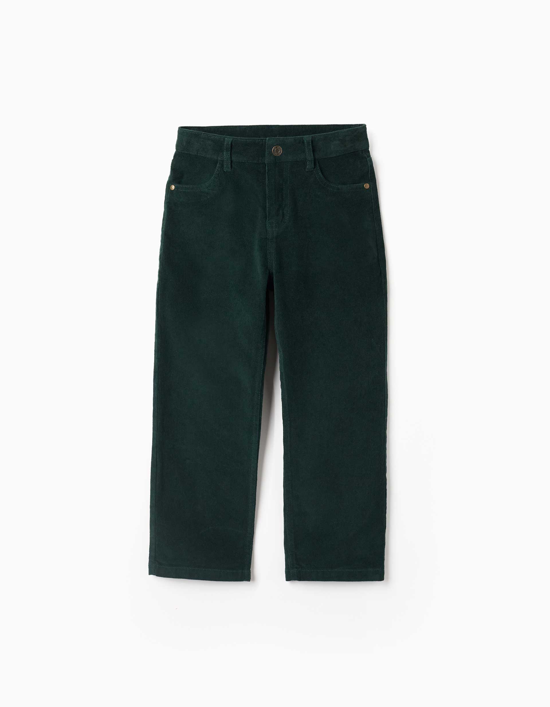 Straight fit corduroy trousers for boys, dark green