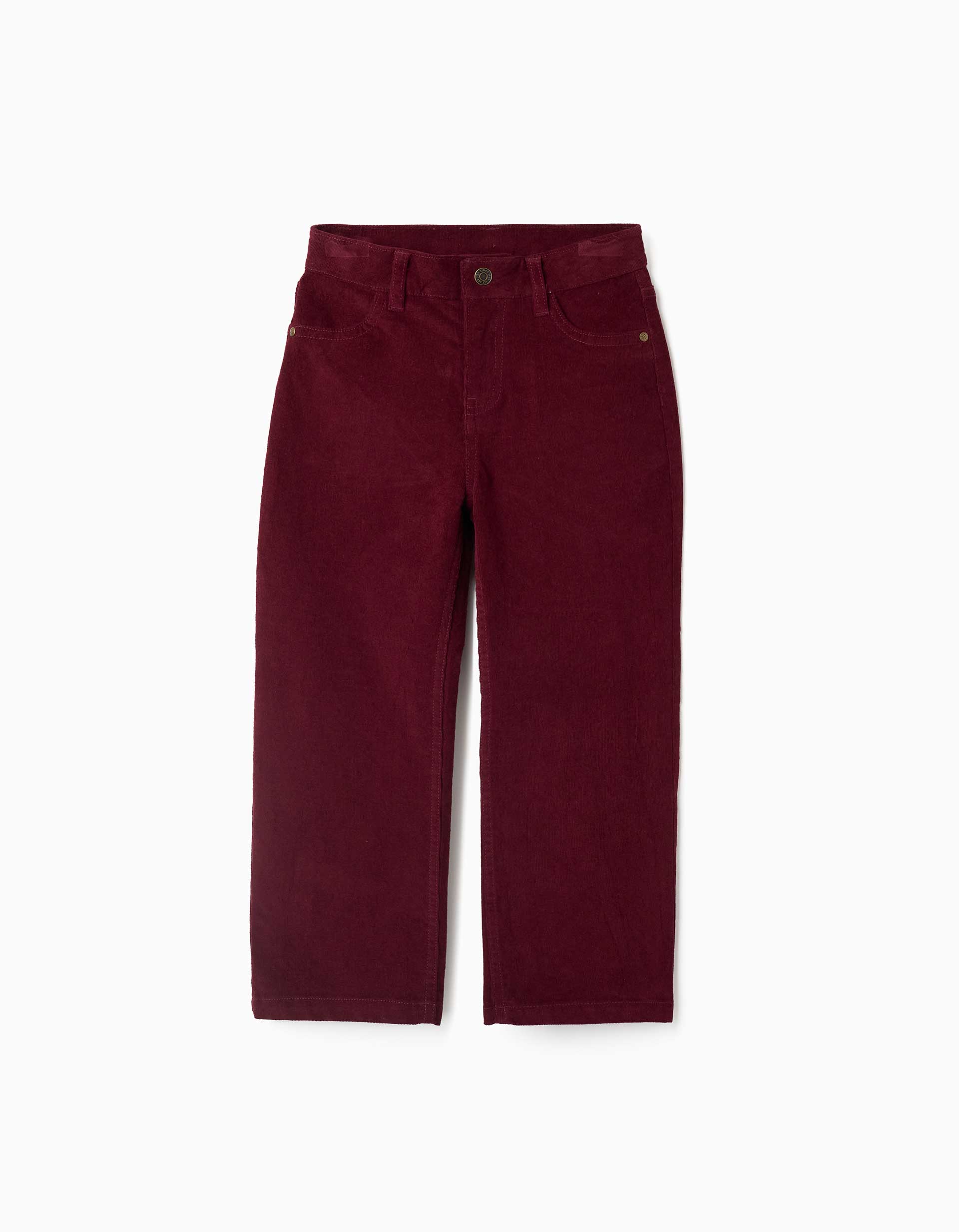 Pantalon à coupe droite en velours côtelé pour garçon, bordeaux
