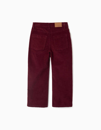 Pantalon à coupe droite en velours côtelé pour garçon, bordeaux