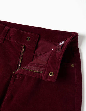 Pantalon à coupe droite en velours côtelé pour garçon, bordeaux