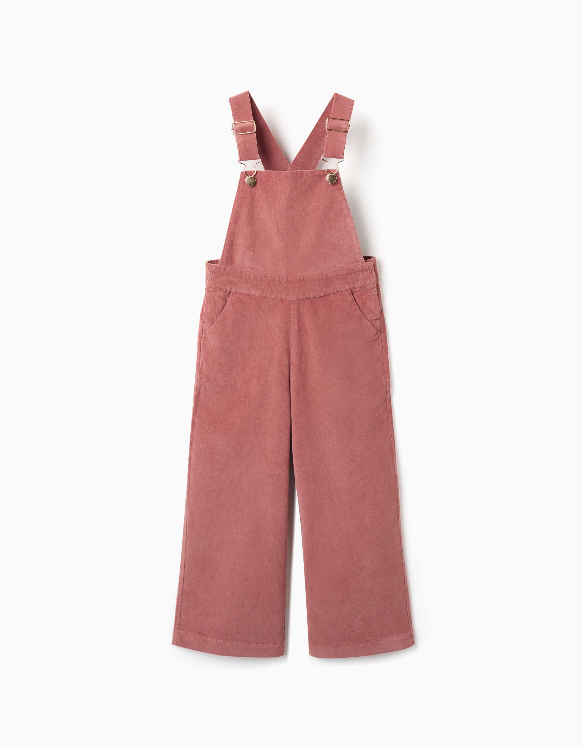 Wide leg corduroy dungarees for girls, dusty pink