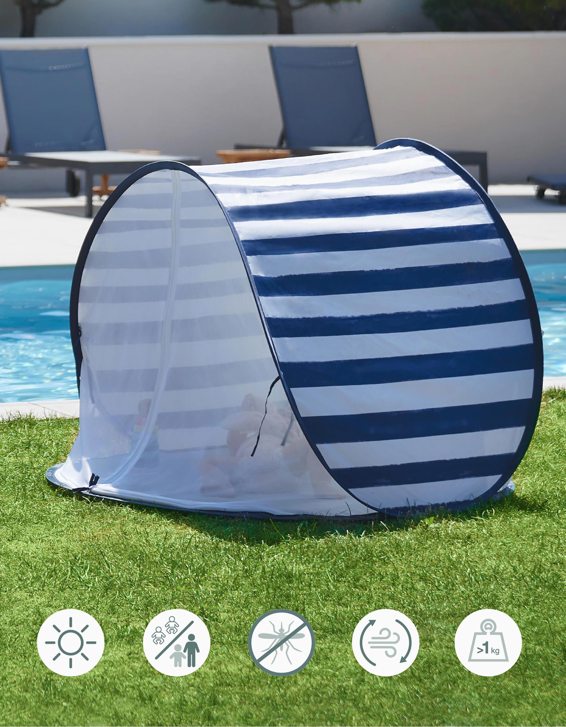 Tenda Anti-UV com Proteção UPF 50+ Babymoov 0M+, Marinho