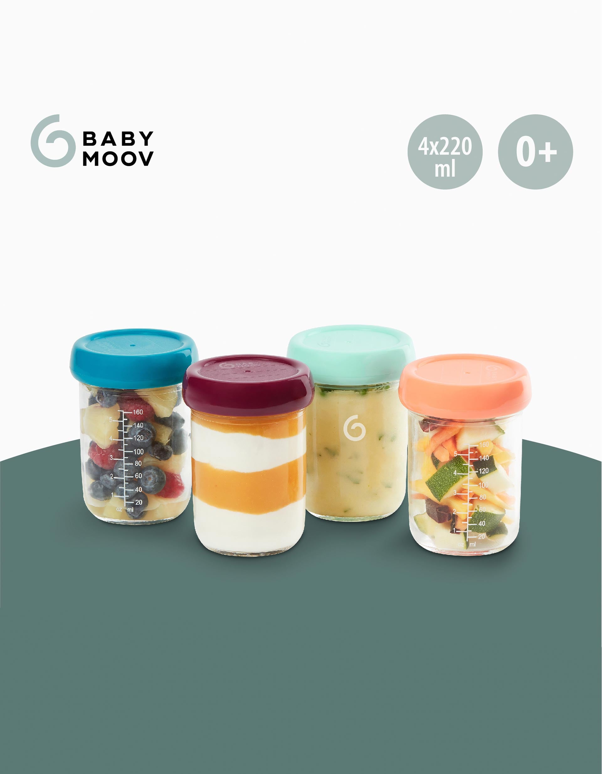 Pack of 4 Glass Containers 220 ml Babymoov