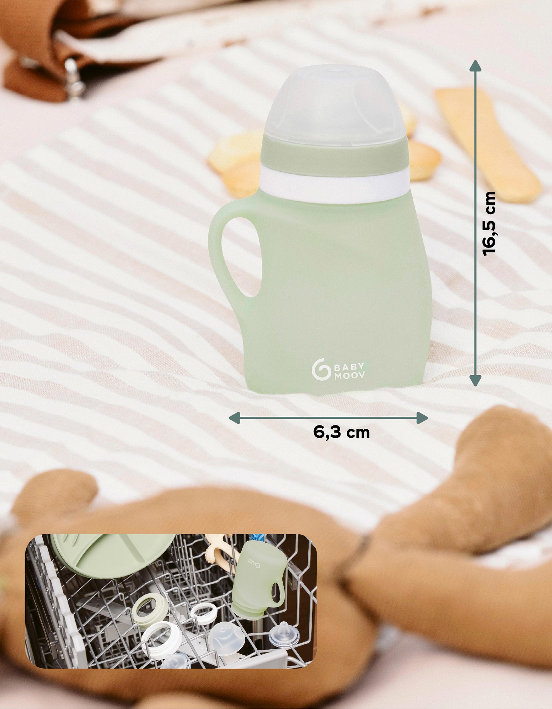 Biberón Ergonómico de Silicona 150 Ml Babymoov, 6M+