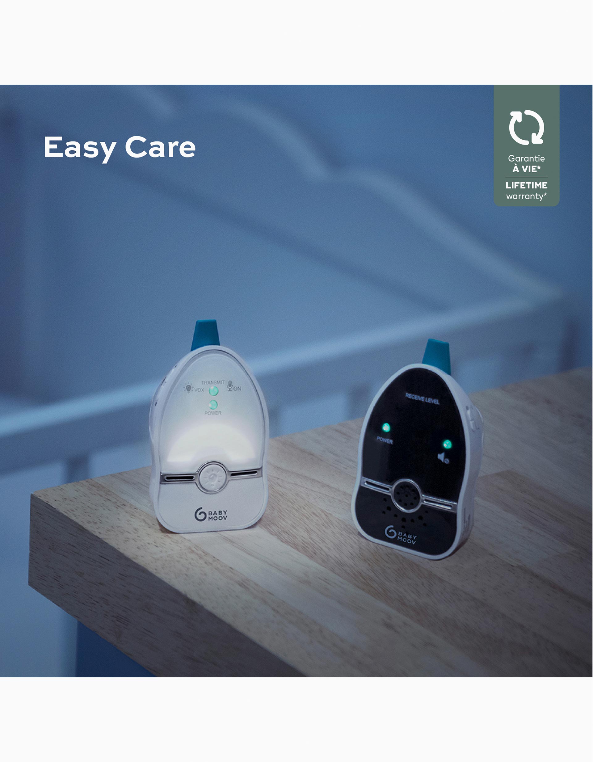 Pack of 2 Audio Baby Monitors Easy Care 500m Babymoov
