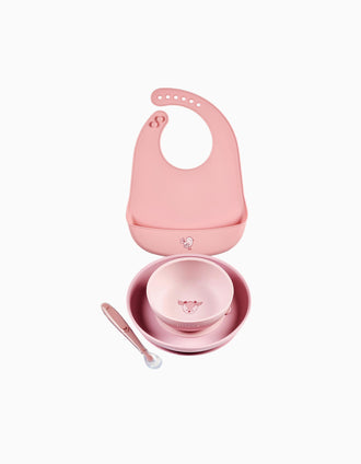 Set de Vajilla de Silicona 4 Piezas Nattou 6M+, Rosa