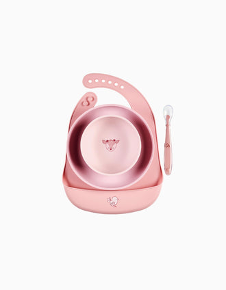 Set de Vajilla de Silicona 4 Piezas Nattou 6M+, Rosa