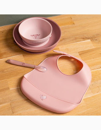 Set de Vajilla de Silicona 4 Piezas Nattou 6M+, Rosa
