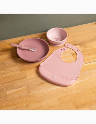 Set de Vajilla de Silicona 4 Piezas Nattou 6M+, Rosa