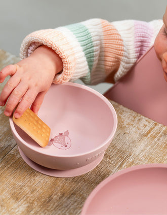 Set de Vajilla de Silicona 4 Piezas Nattou 6M+, Rosa
