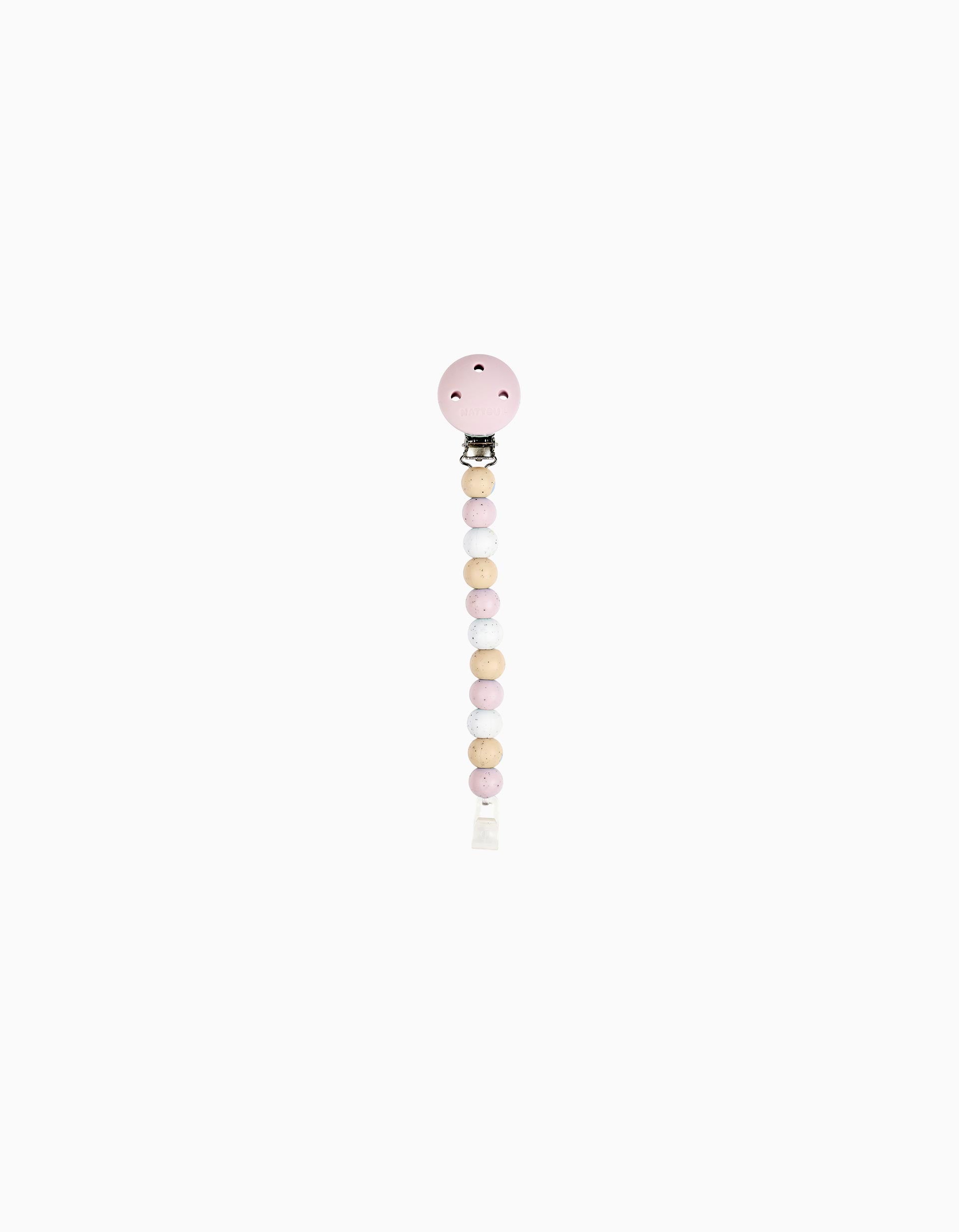 Silicone Soother Clip Nattou, Pink Dots