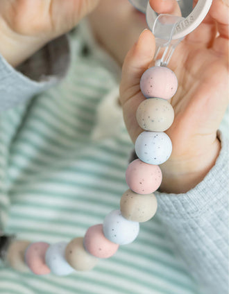 Silicone Soother Clip Nattou, Pink Dots