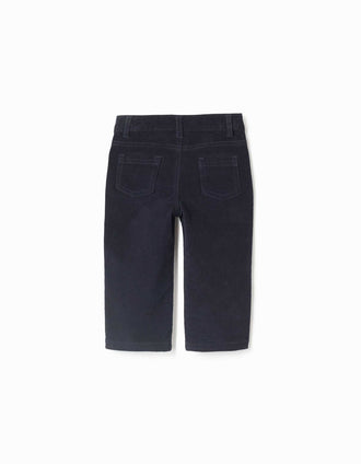 Corduroy trousers with pockets for baby boys, navy blue