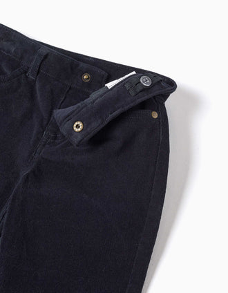 Corduroy trousers with pockets for baby boys, navy blue